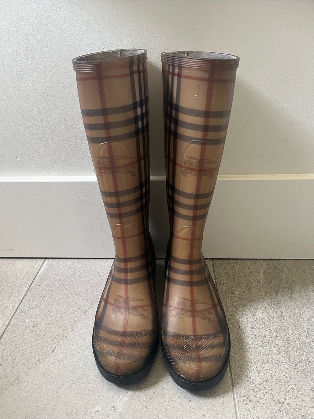 Burberry Haymarket Tall Rubber Boot